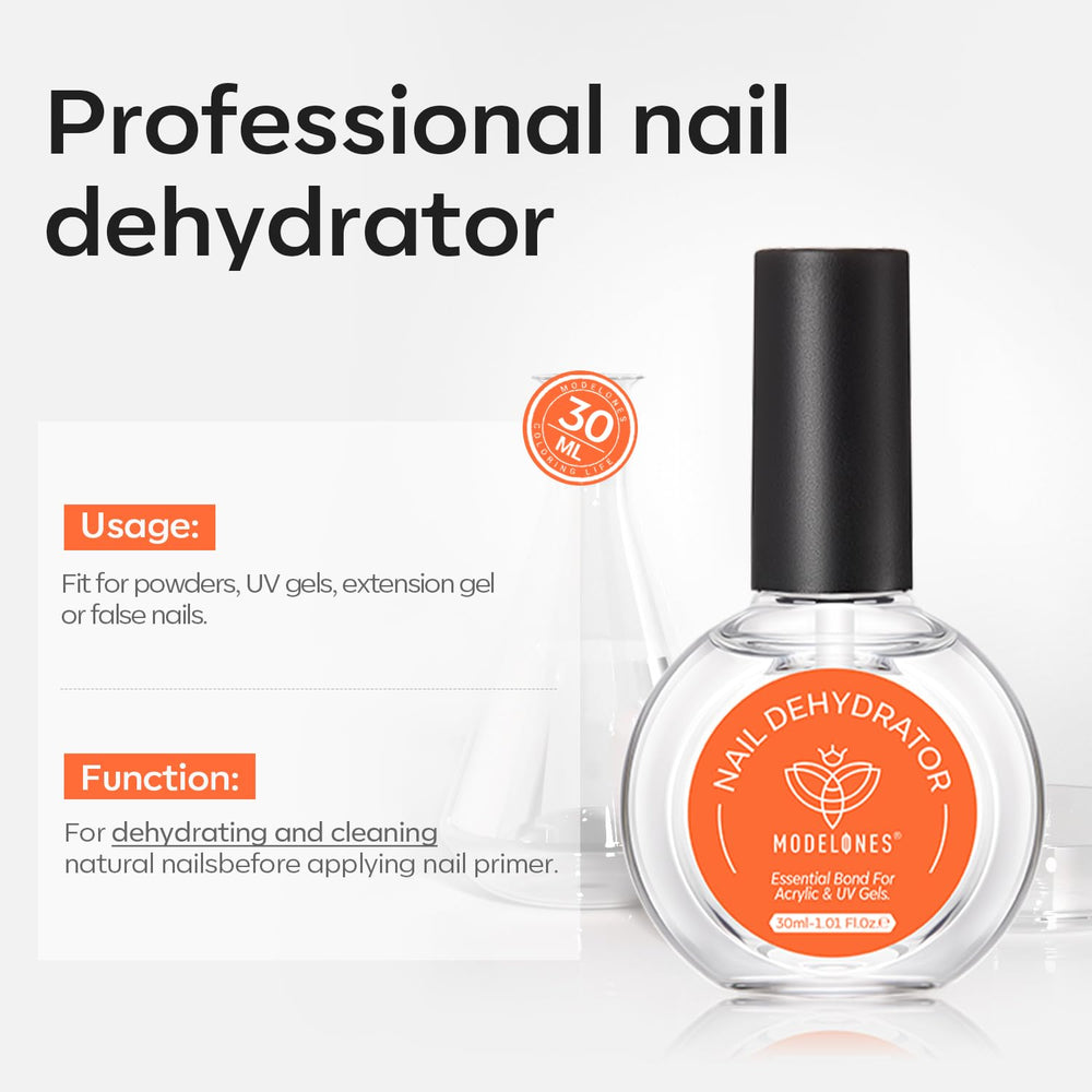 Modelones Déshydratant Ongles, étape de préparation de la base pour une adhérence renforcée.