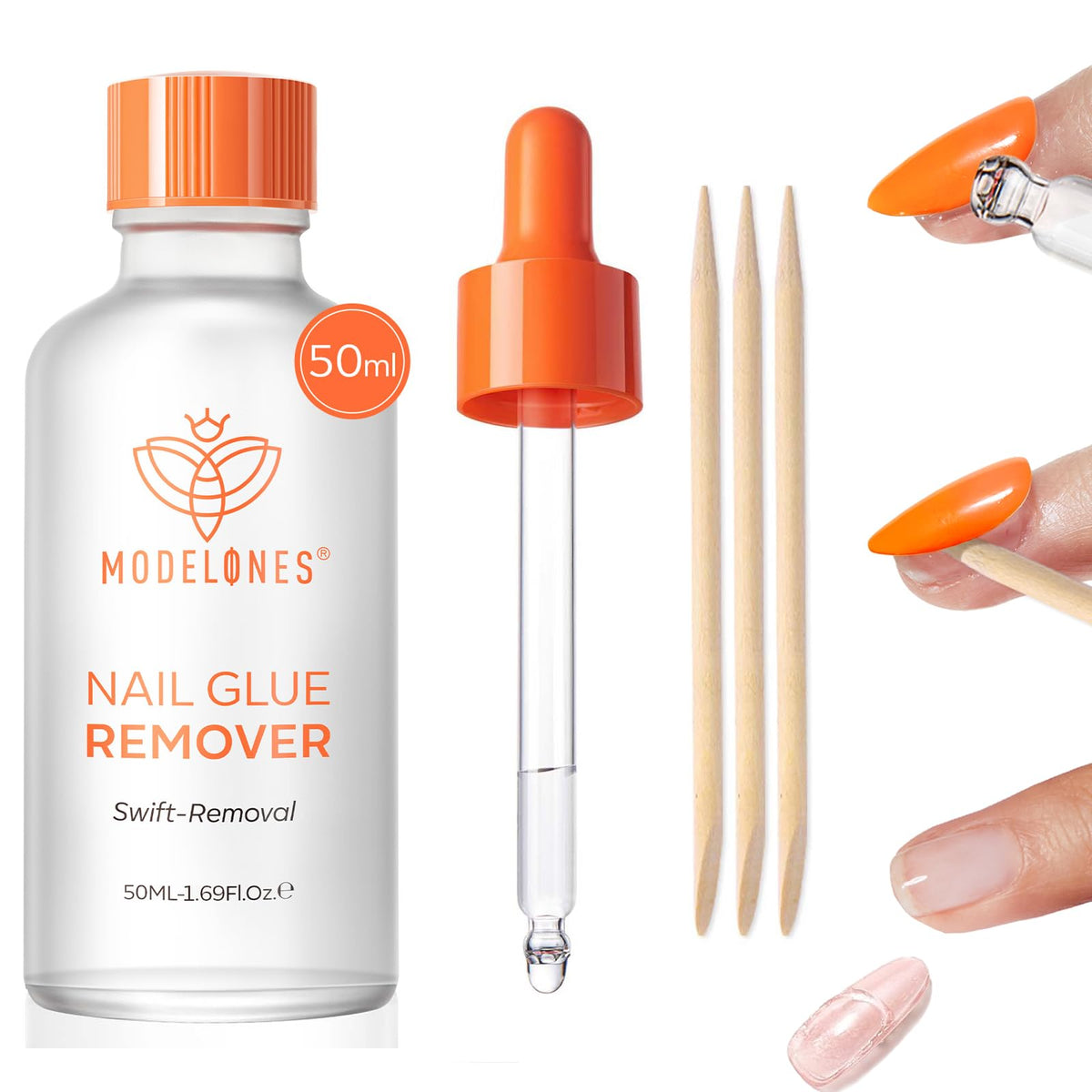 Modelones dissolvant-colle-ongles 50 ml, dissolution rapide pour un retrait propre.