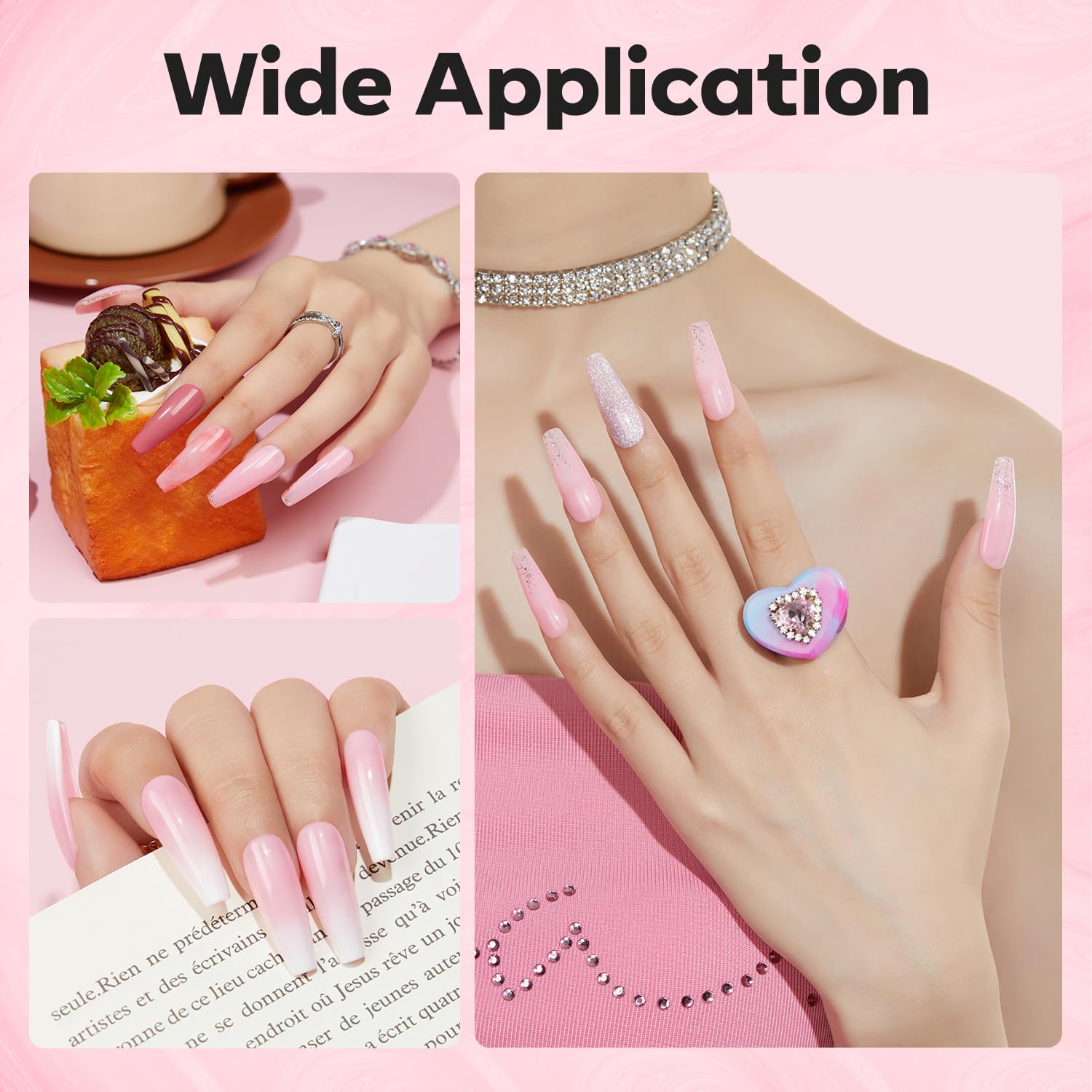 Modelones elongation-ongles rose pour une longueur élégante et naturelle.