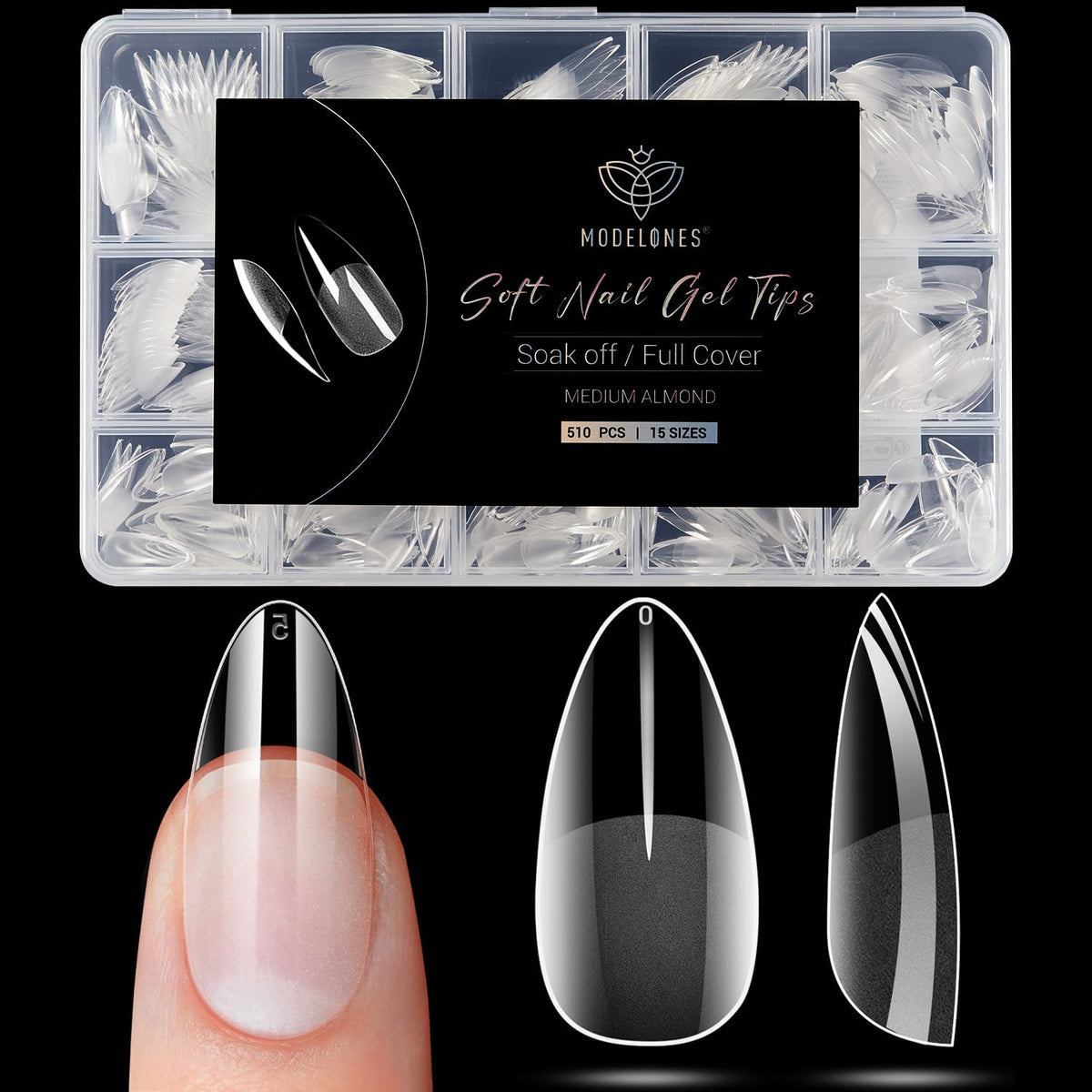 Modelones embouts ongles amande demi-mat pour adhérence améliorée.