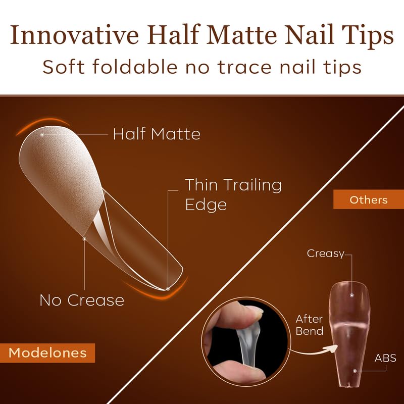 Modelones embouts coffins semi-mat, adhérence facilitant l'application précise.
