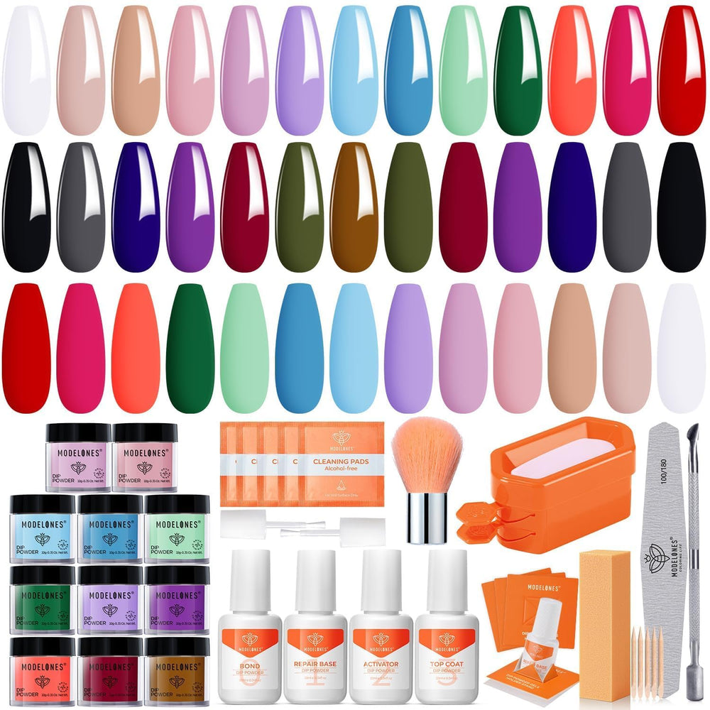 Modelones ensemble 20 couleurs poudre dip pour une manucure polyvalente.