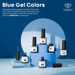 Modelones ensemble de six teintes bleu hivernal pour ongles décoratifs