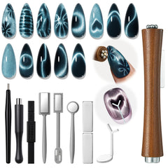 Ensemble Modelones Cat Eye pour ongles, motifs variés et rapides.