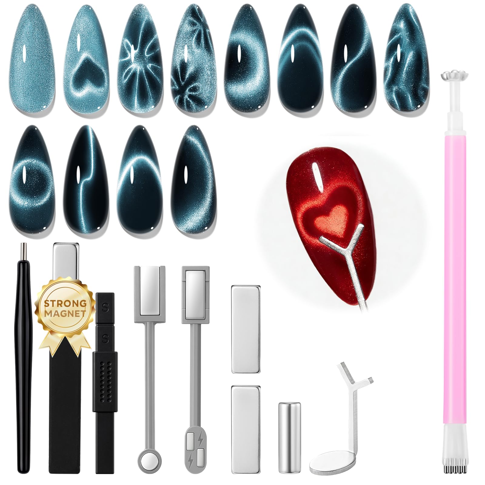 Modelones ensemble d'aimants œil-de-chat pour designs variés sur ongle