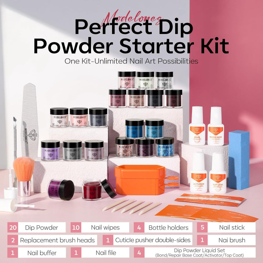Kit liquide Modelones : liant, base, activateur et finition pour adhérence optimisée.