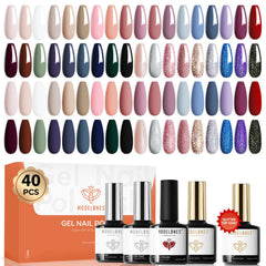 Modelones kit vernis gel 40 pièces, ensemble complet pour ongles à domicile.
