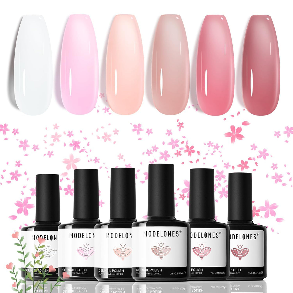 Modelones ensemble-vernis-gel 6 couleurs pour des manucures variées et tendance