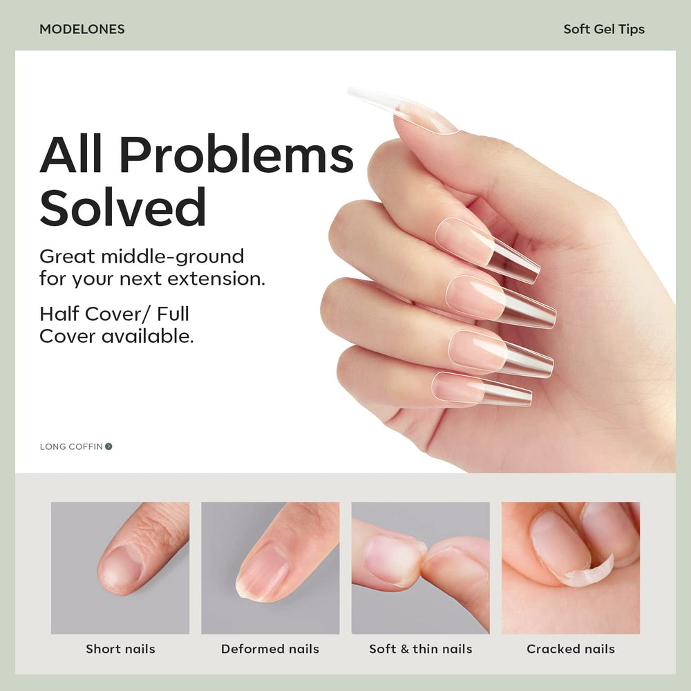 Modelones extension gel rapide coffin long, gain de temps et rendu pro.