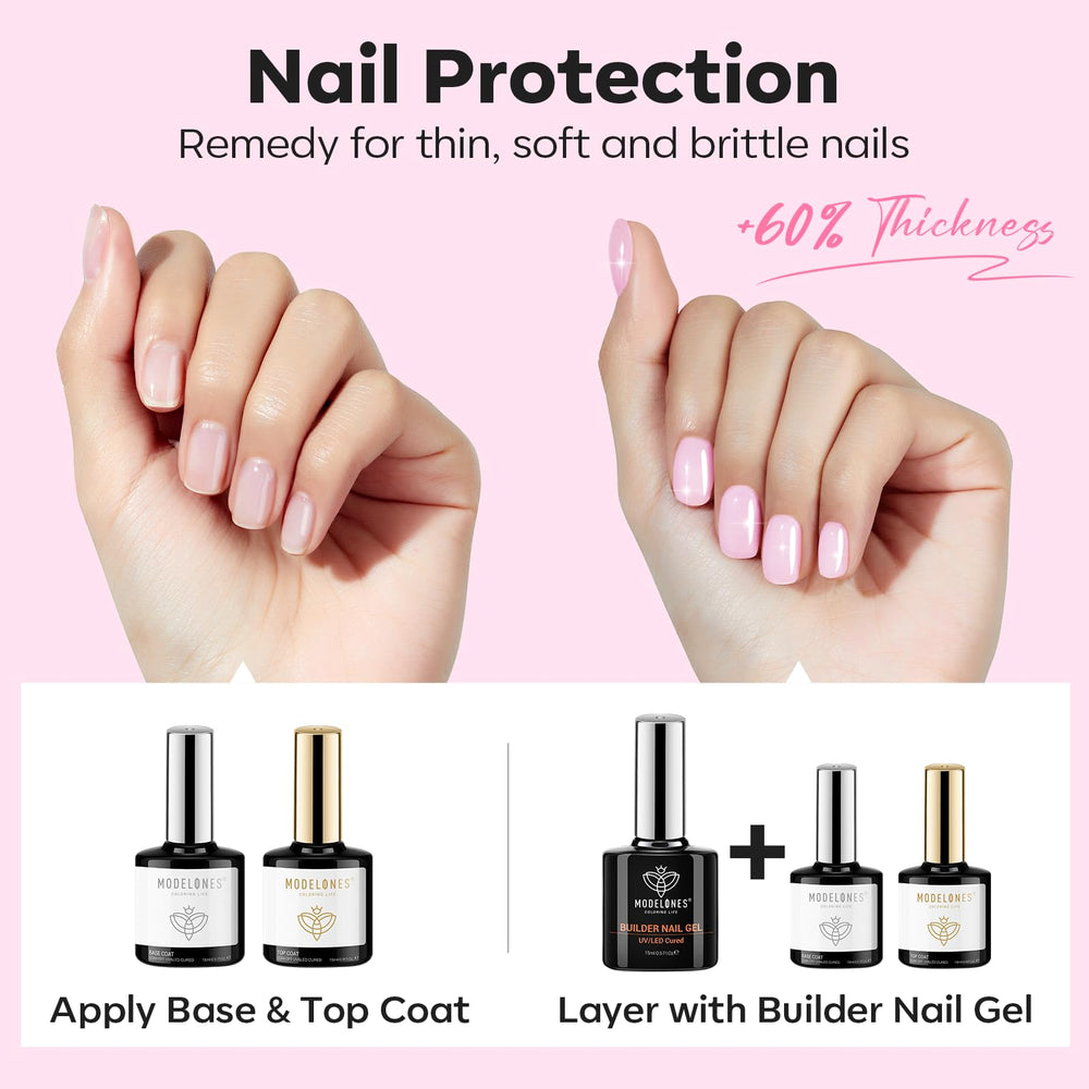 Extensions d’ongles maîtrisées avec le gel bâtisseur Modelones.