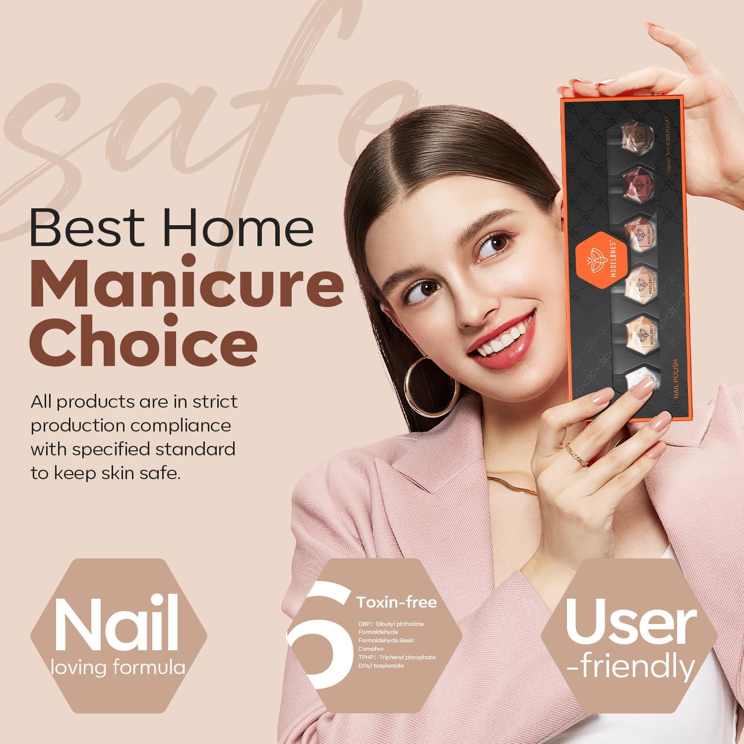 Modelones formule sans neuf ingrédients toxiques pour les ongles.