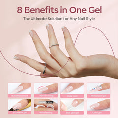 Modelones Gel 8-en-1 : base couleur apex pour ongles personnalisés et renforcés.