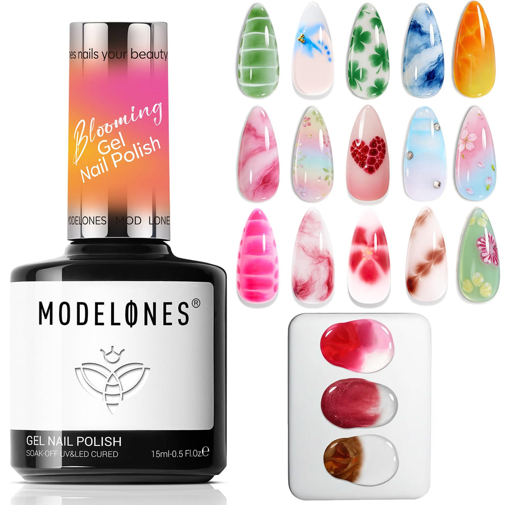 Modelones Blooming Gel avec palette d'art nail pour des designs variés sur ongles