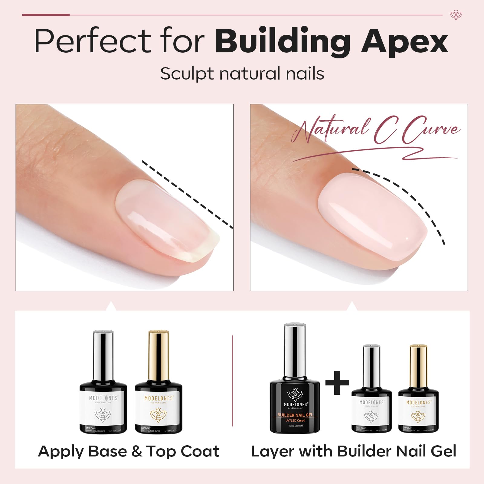 Modelones gel-builder 8-en-1 base couleur et apex