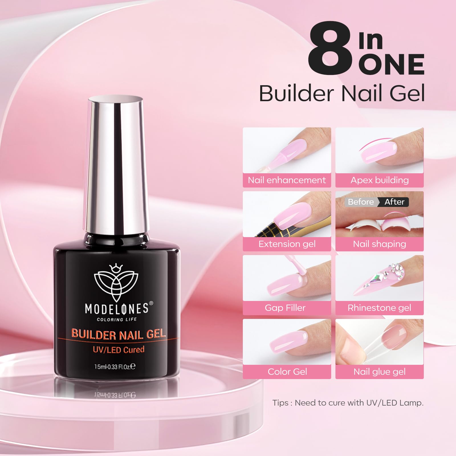 Apex renforcé grâce au gel bâtisseur pour ongles solides.