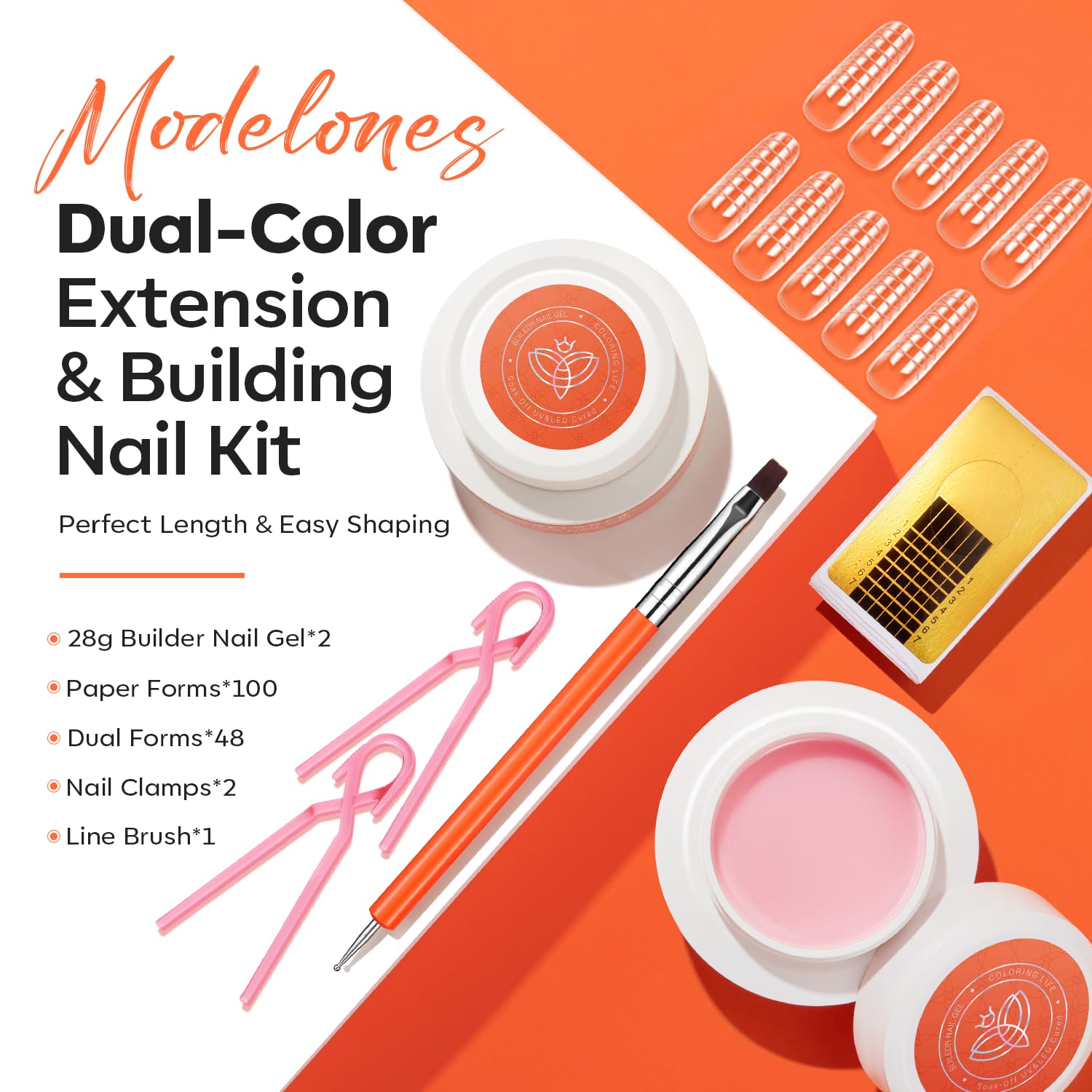 Modelones Gel Builder — brosse double-face pour une application précise.