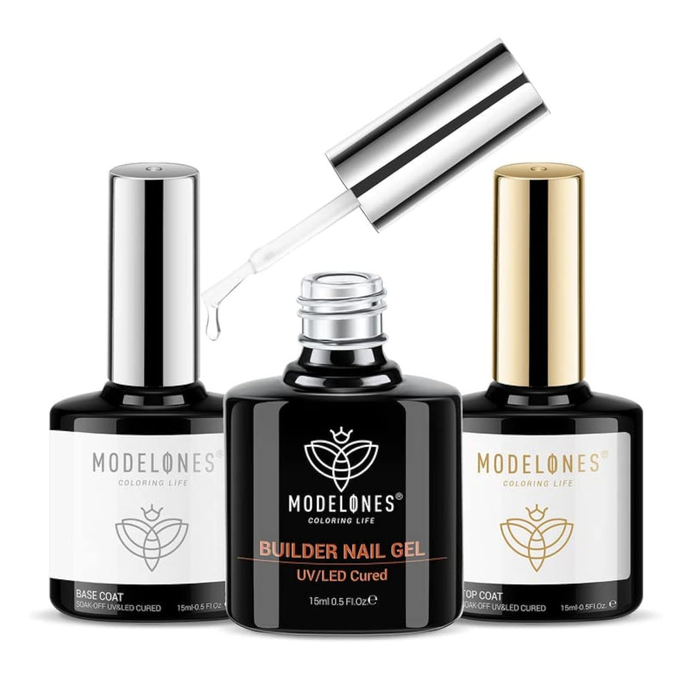 Le gel builder clair de Modelones offre une base robuste pour des ongles plus épais.