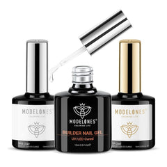 Le gel builder clair de Modelones offre une base robuste pour des ongles plus épais.