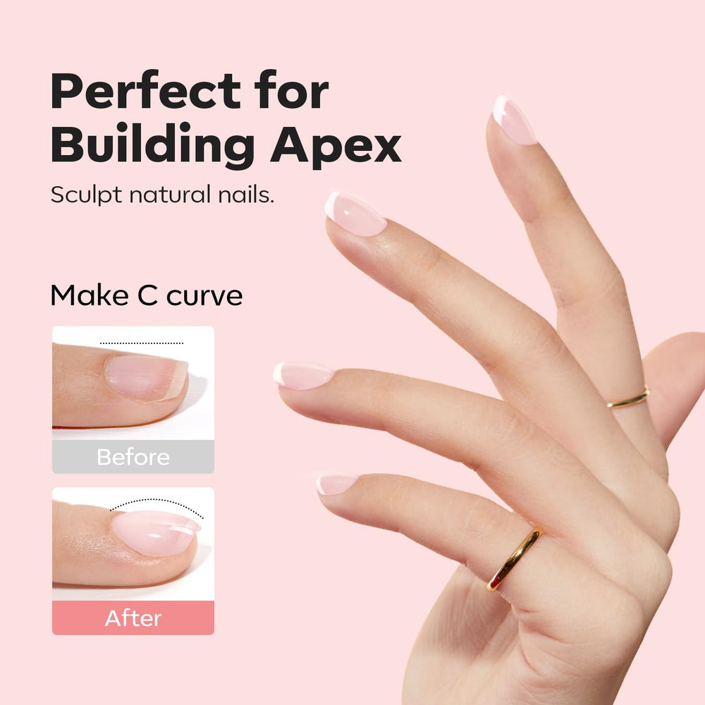 Teinte rose pâle du gel Builder pour un look discret et élégant.