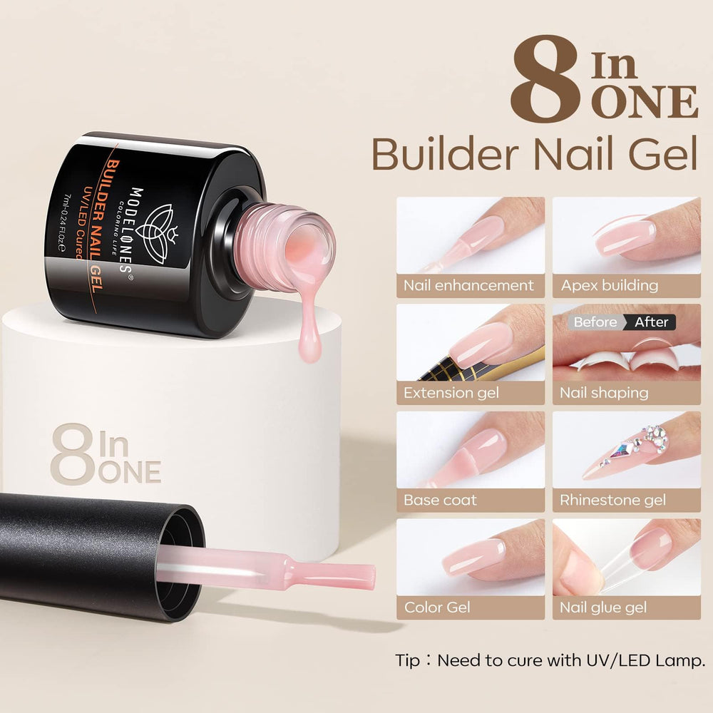 Modelones Gel Builder: ensemble 6 couleurs nude pour varier les looks.