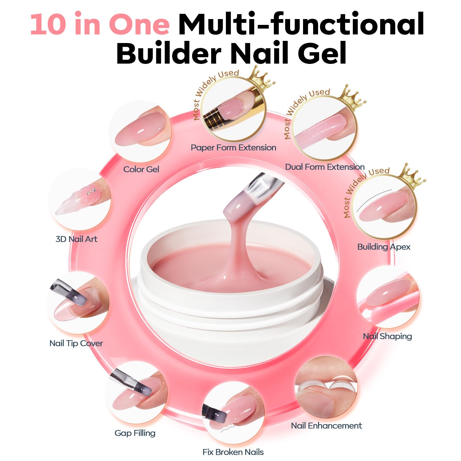 Modelones Gel Builder extension et recouvrement pour une application nette.