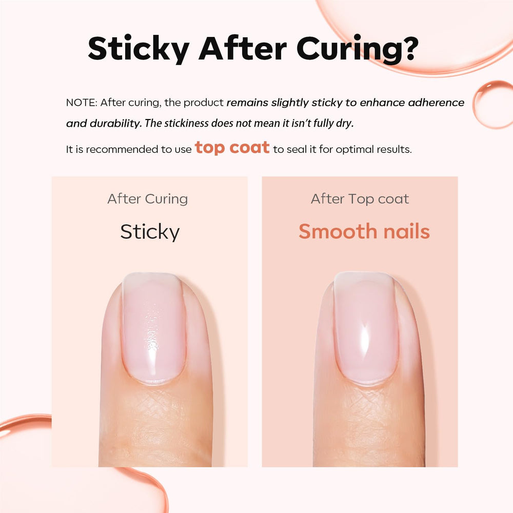 Finition brillante naturelle grâce au gel builder Modelones pour un look soigné.