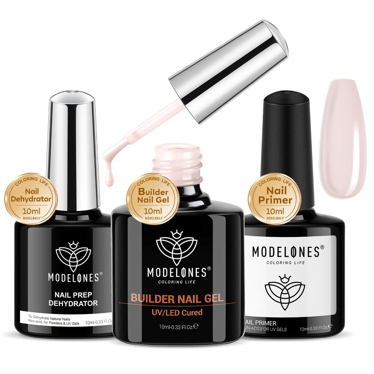 Modelones gel-builder ongles, bouteille 10 ml, application facile et couvrante.
