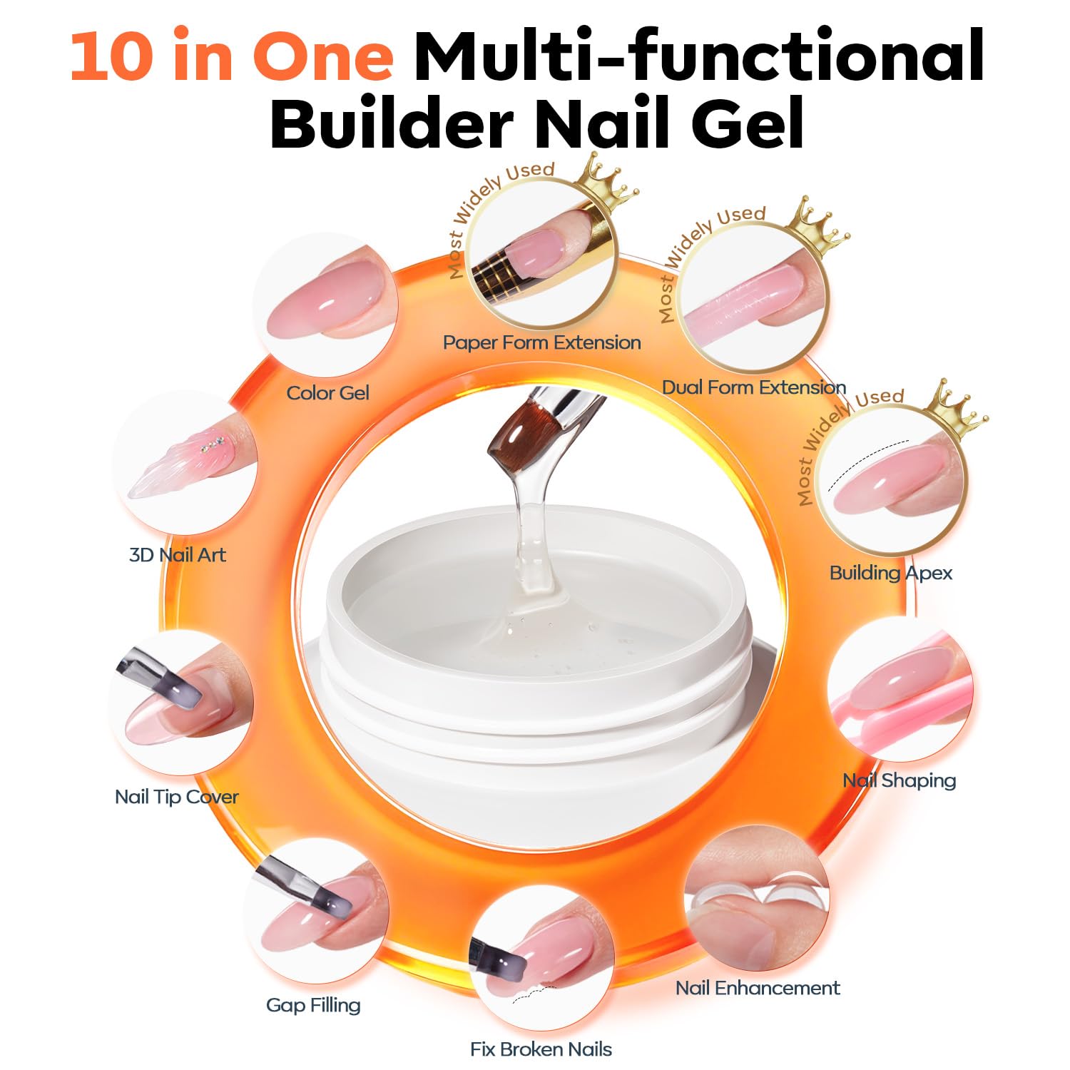 Modelones Gel Builder — pinces acryliques pour une manipulation propre.