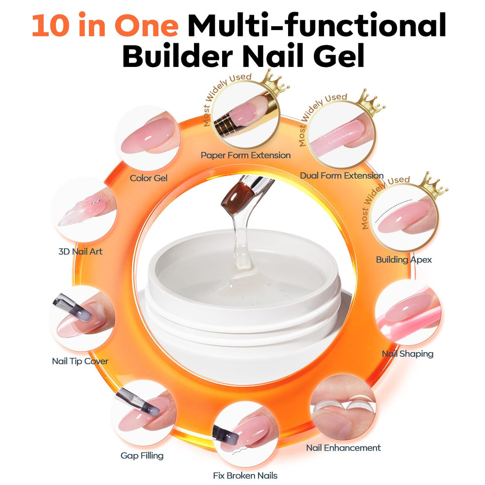 Modelones Gel Builder — pinces acryliques pour une manipulation propre.
