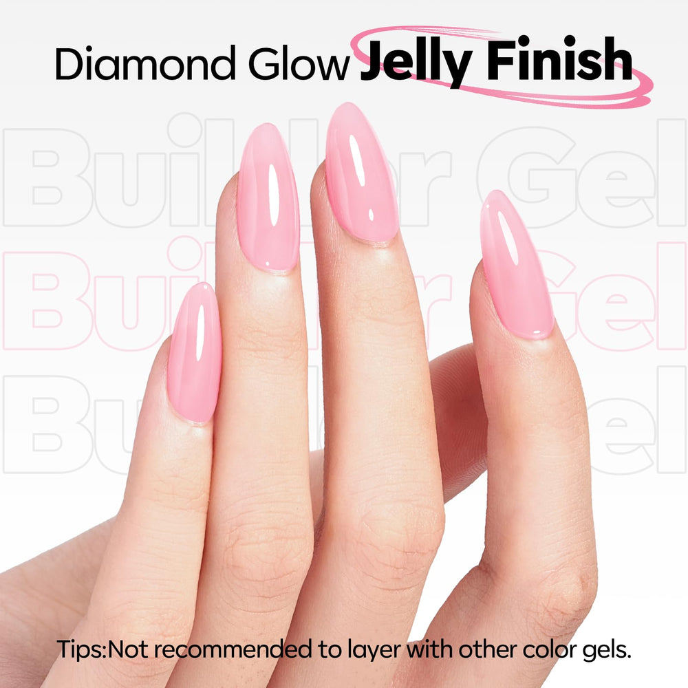 Modelones Gel Builder rose, auto-nivelant — application lisse et sans bulles.