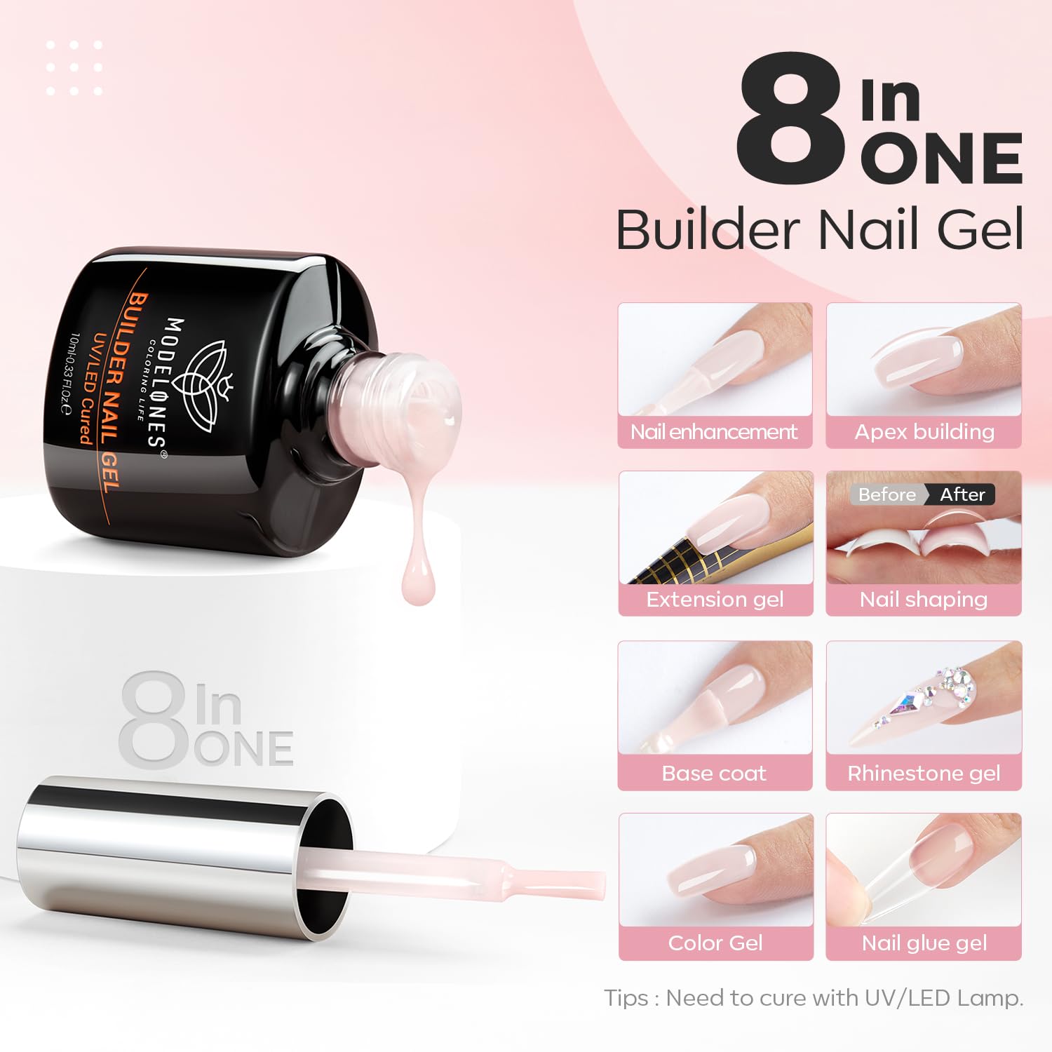 Modelones gel constructeur couleur peau pour fini teinte-peau naturel