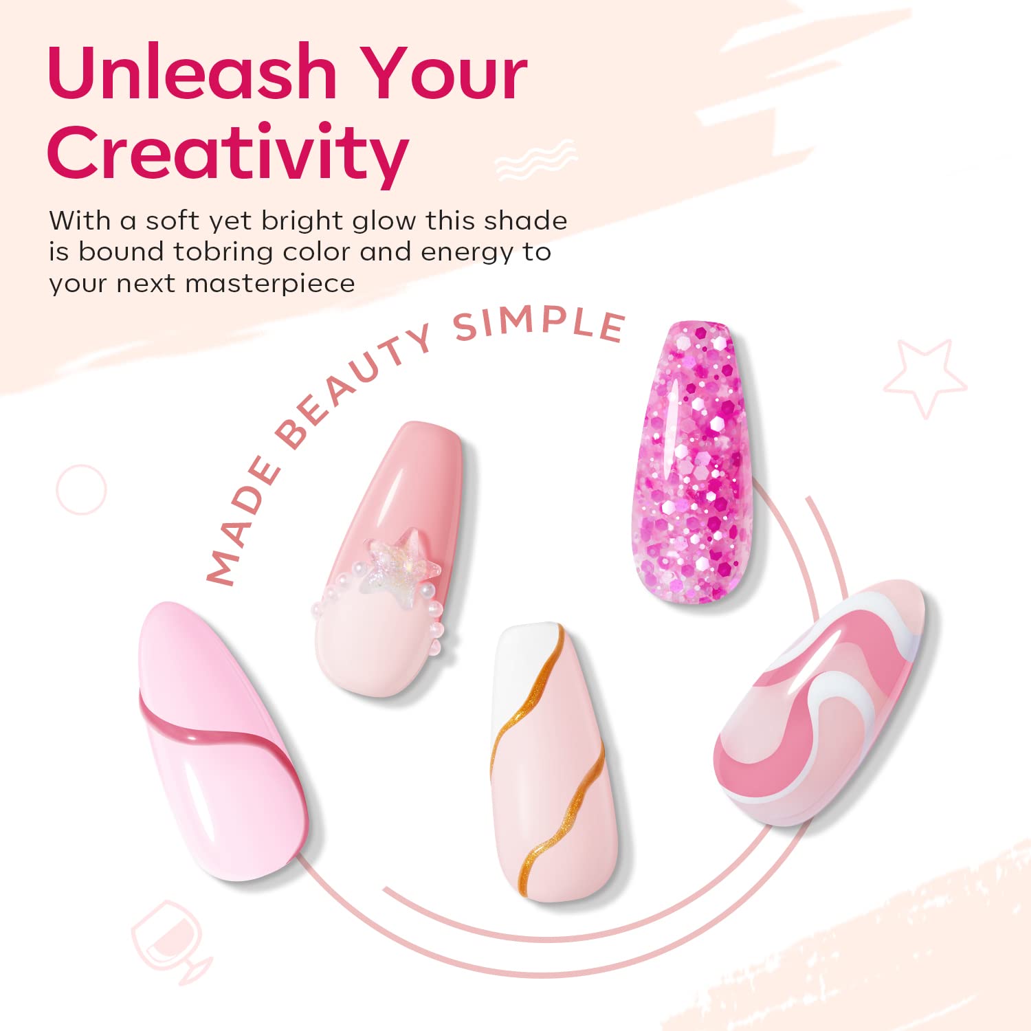 Modelones Gel Ongles Pétale Rose Clair : texture légère pour extensions faciles.