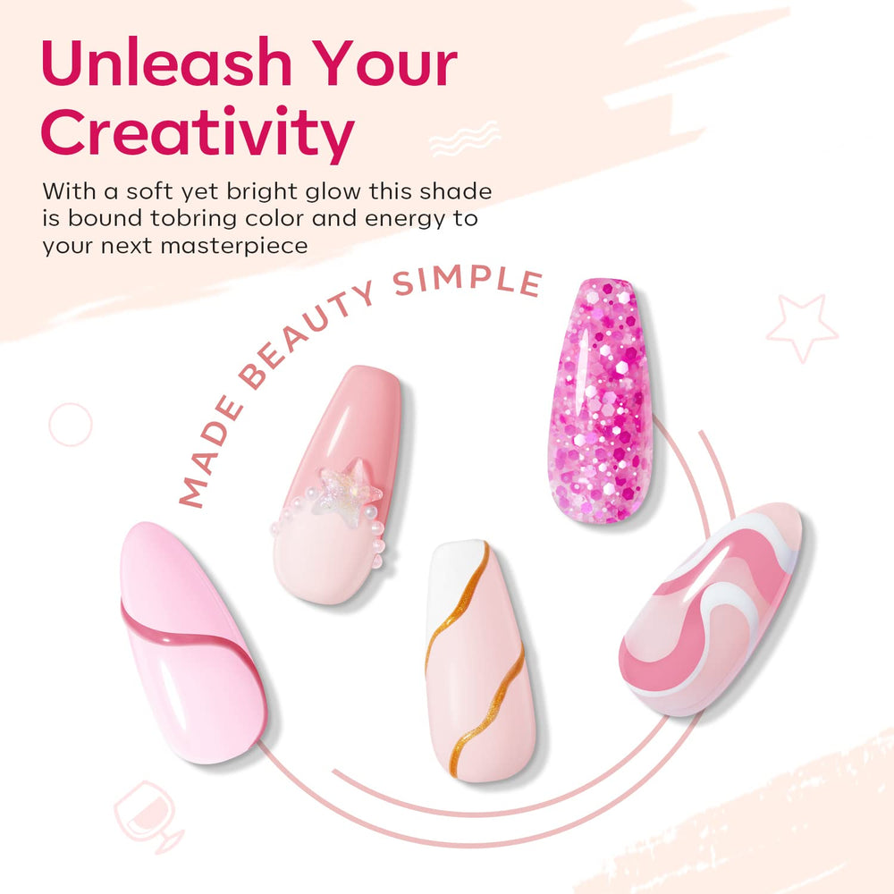 Modelones Gel Ongles Pétale Rose Clair : texture légère pour extensions faciles.