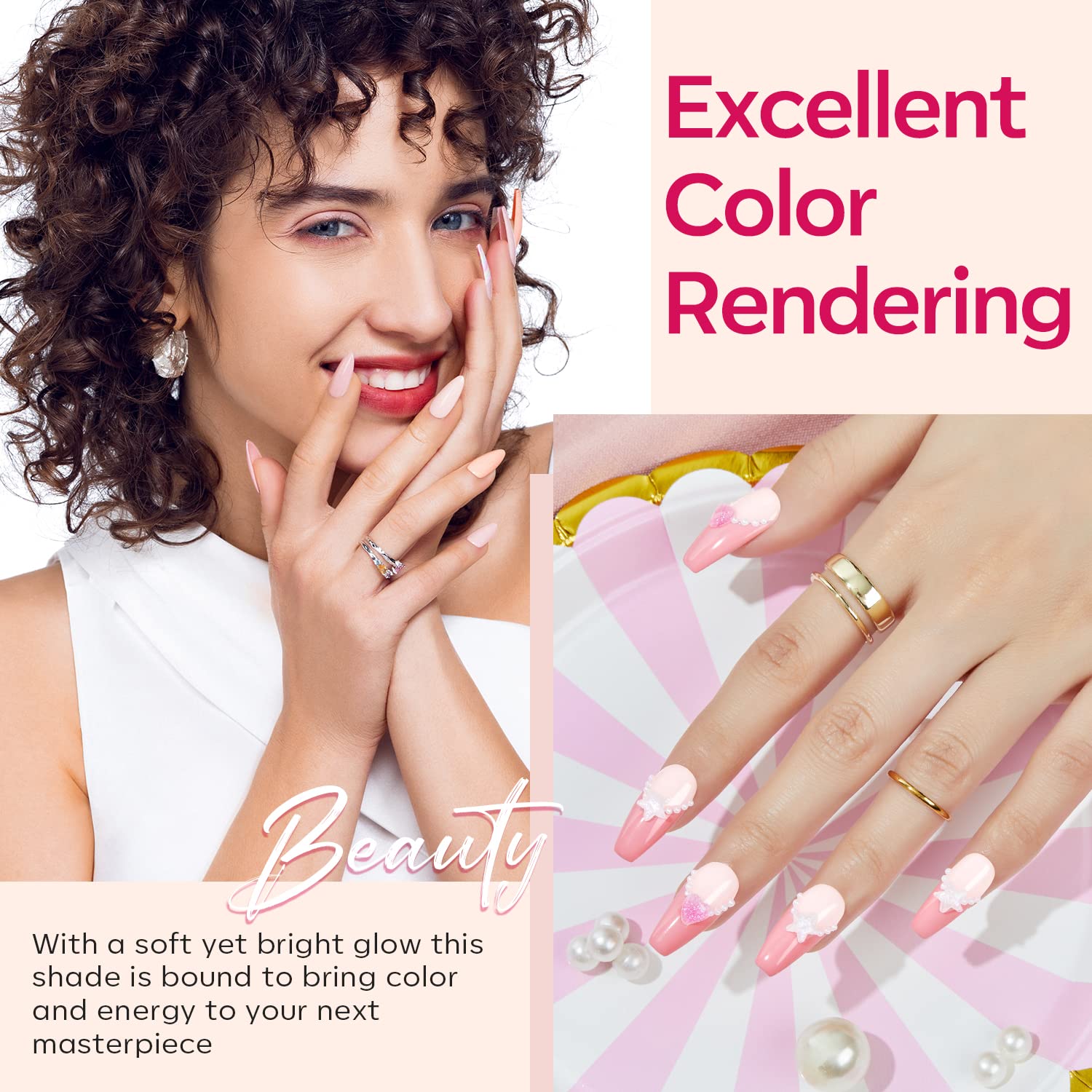 Modelones Gel Ongles Six Couleurs Rose Confettis : diversité créative pour vos looks.
