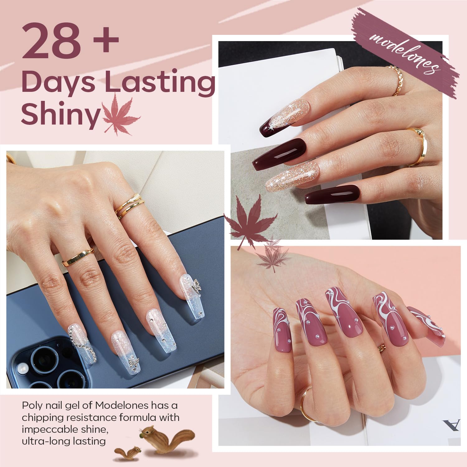 Gel poly extension 15 g Modelones, 6 couleurs prêtes à l'emploi