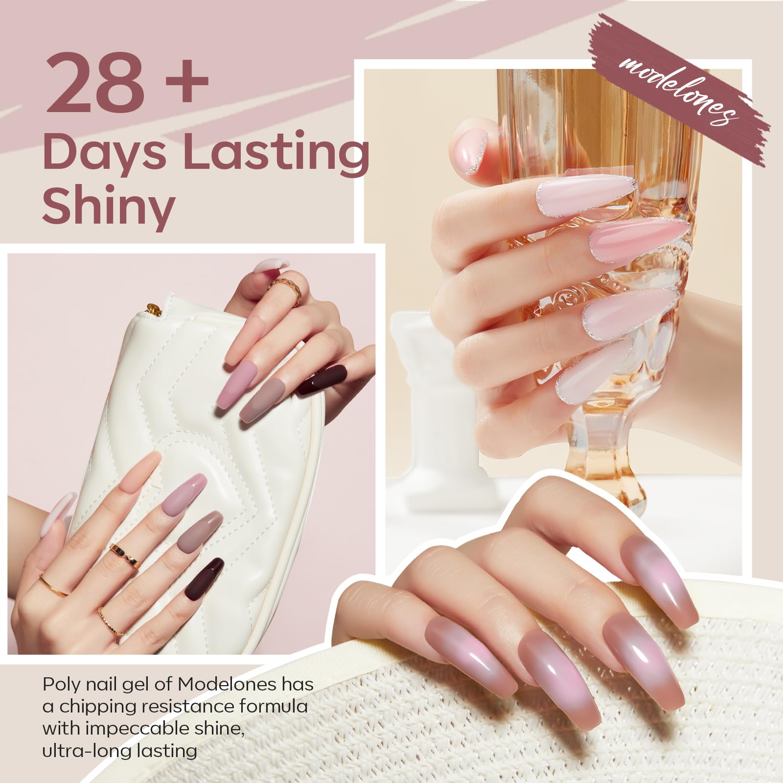 Modelones Gel Poly Ongles brun taupe pour une finition naturelle