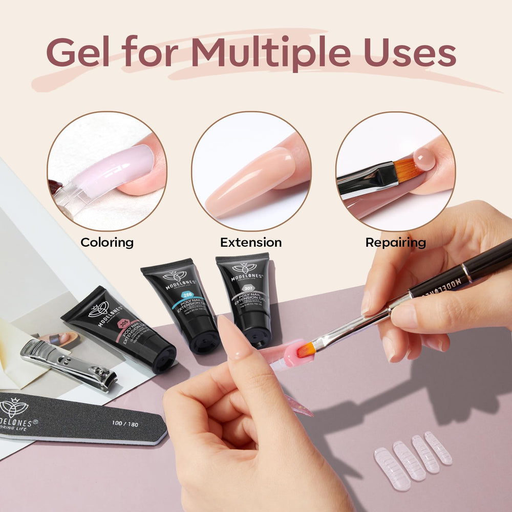 Modelones Gel Poly Ongles finition brillante avec faible odeur et longue tenue