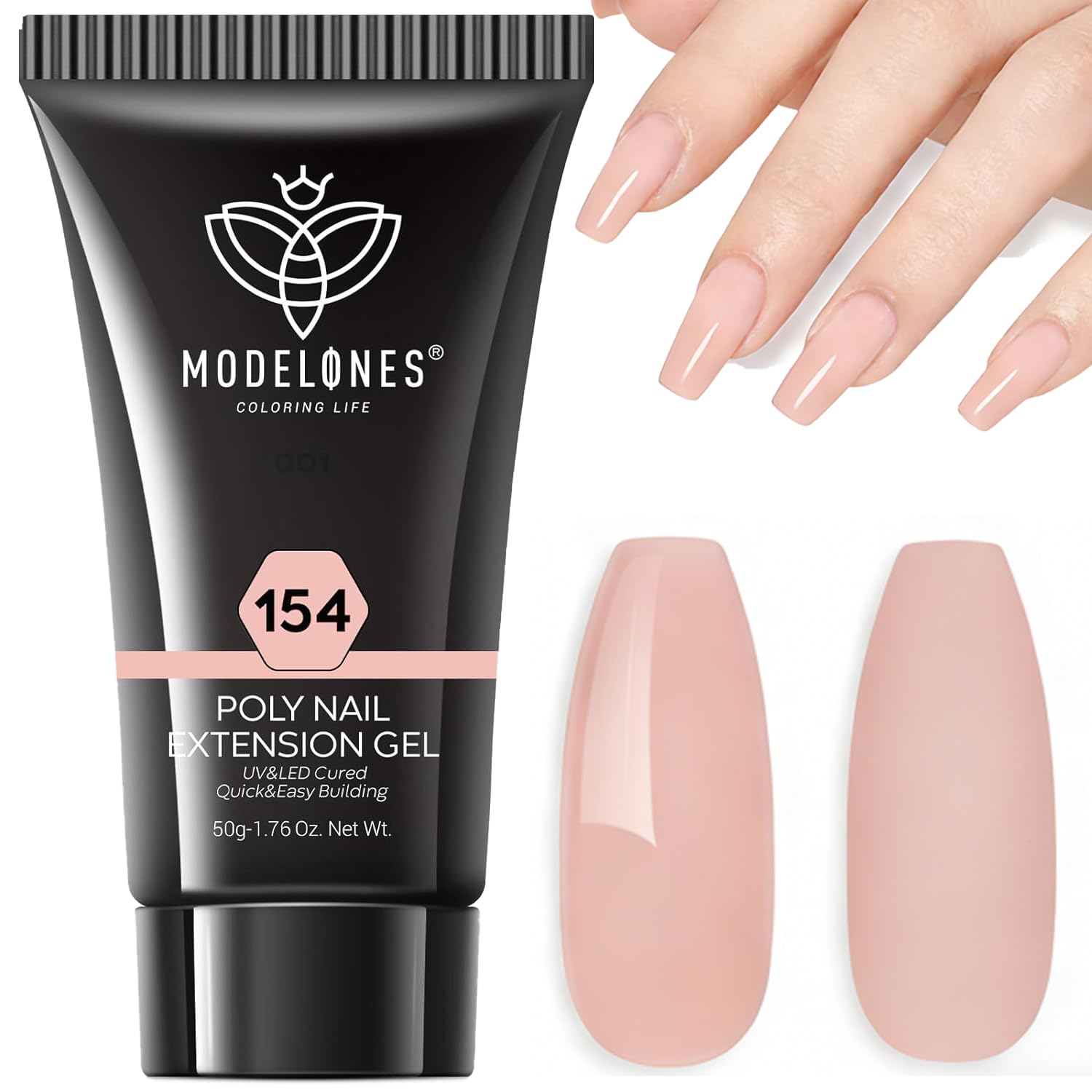 Modelones Gel Poly Ongles Nude Nature – couleur nude naturelle pour un look discret