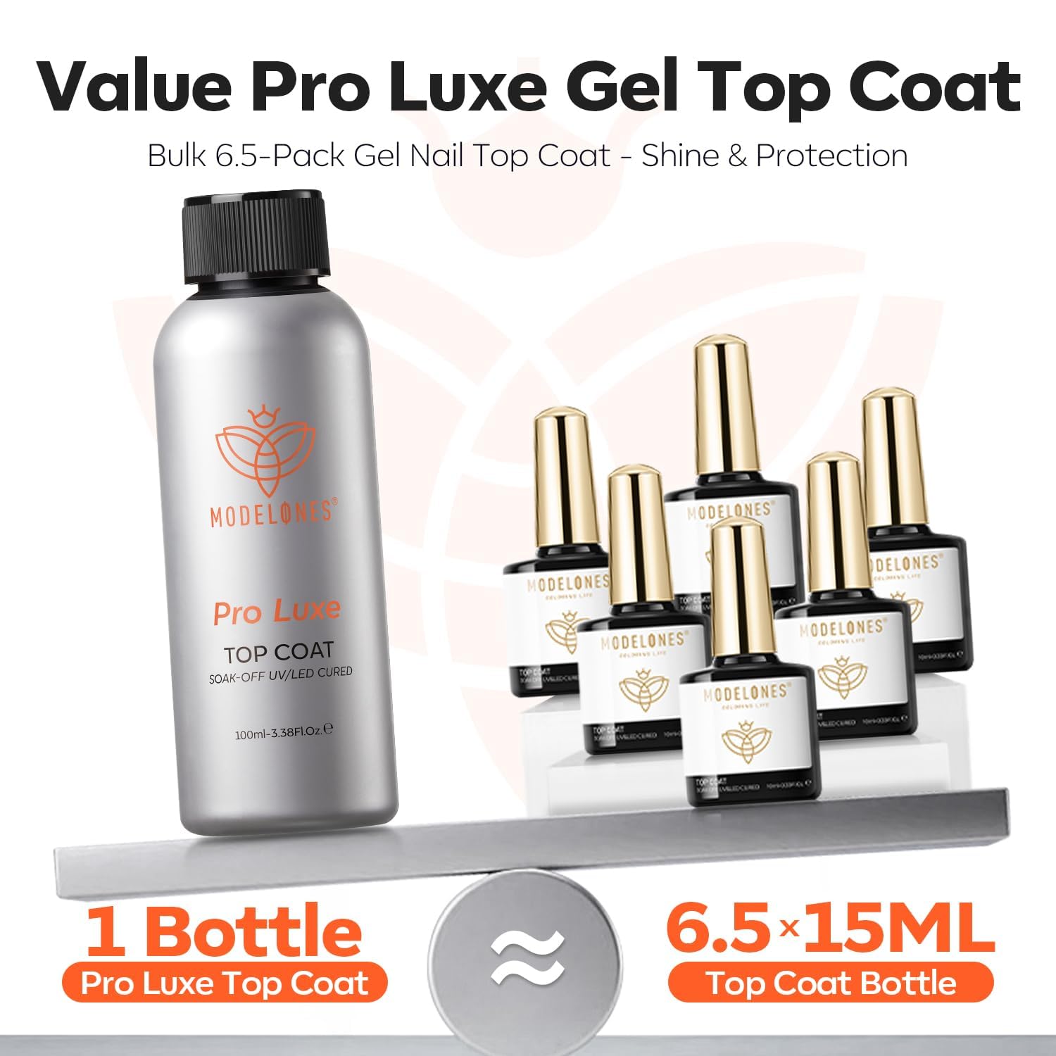 Modelones Gel Top Coat 100ml – applicateur précis pour une application propre