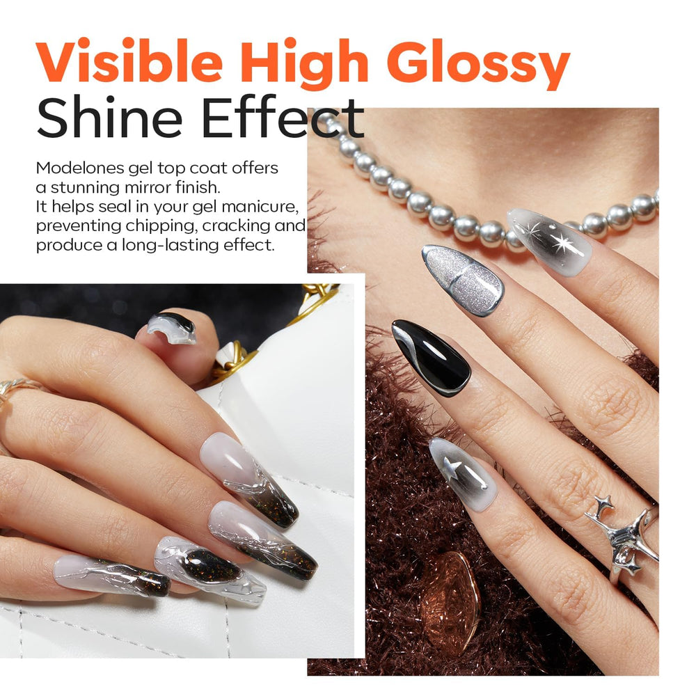 Modelones Gel Top Coat 100ml – brillance miroir sur ongles impeccables