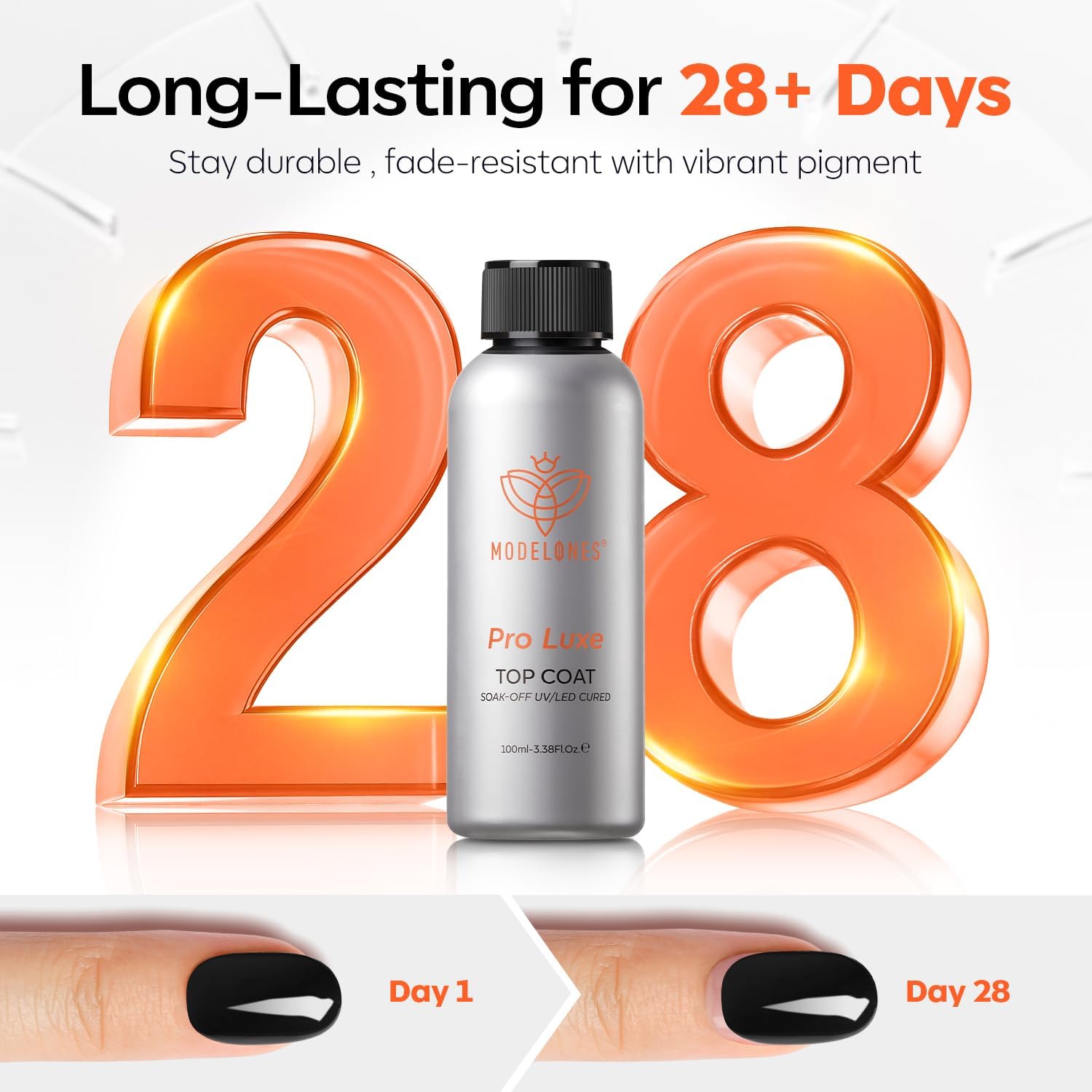 Modelones Gel Top Coat 100ml – compatible avec ongles naturels et extensions
