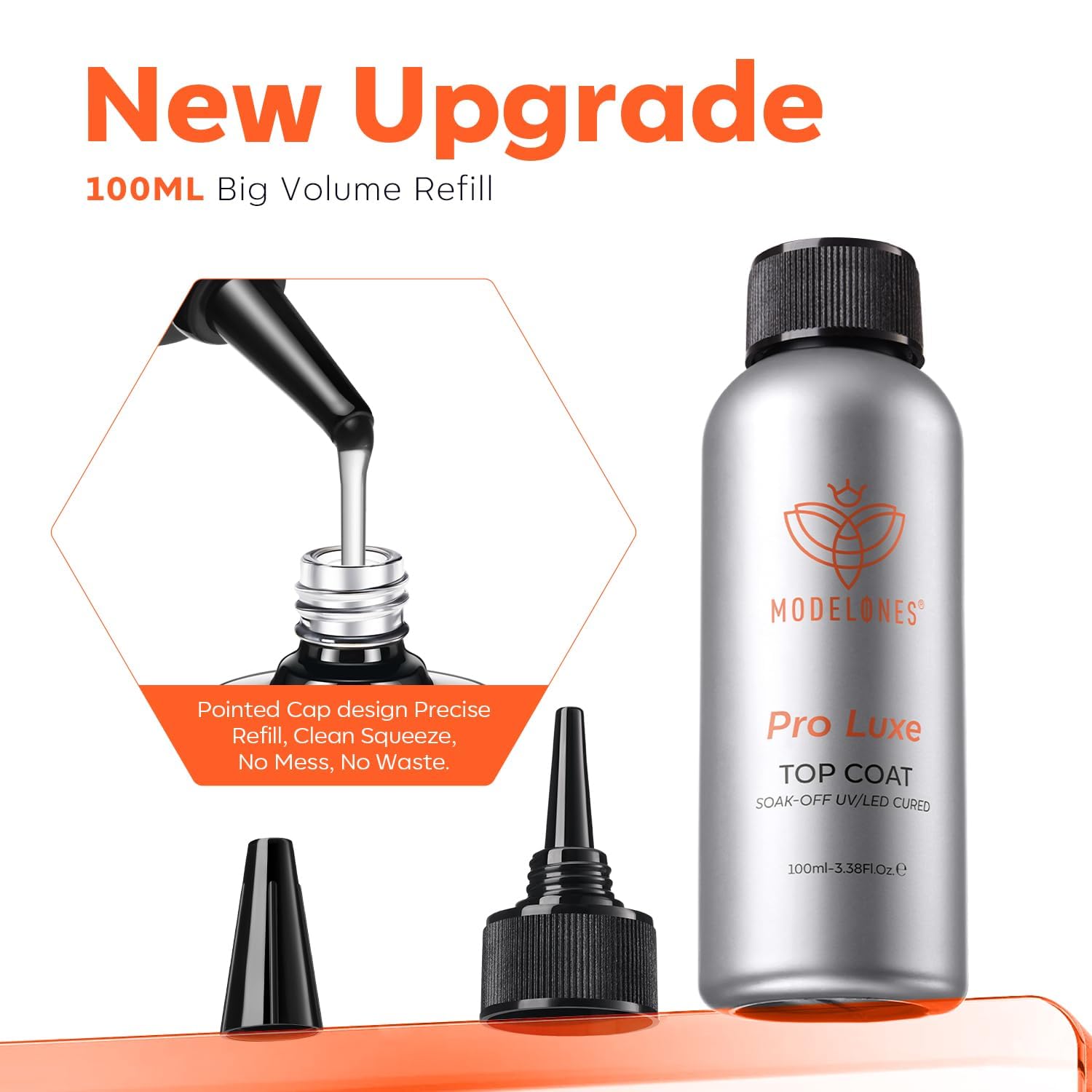 Modelones Gel Top Coat 100ml – durcissement UV/LED pour une finition homogène