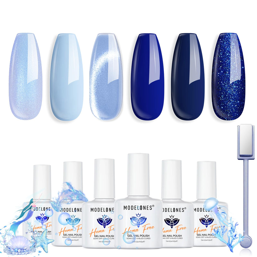 Modelones HEMA-FREE vernis bleu nuit pour manucure élégante et durable.
