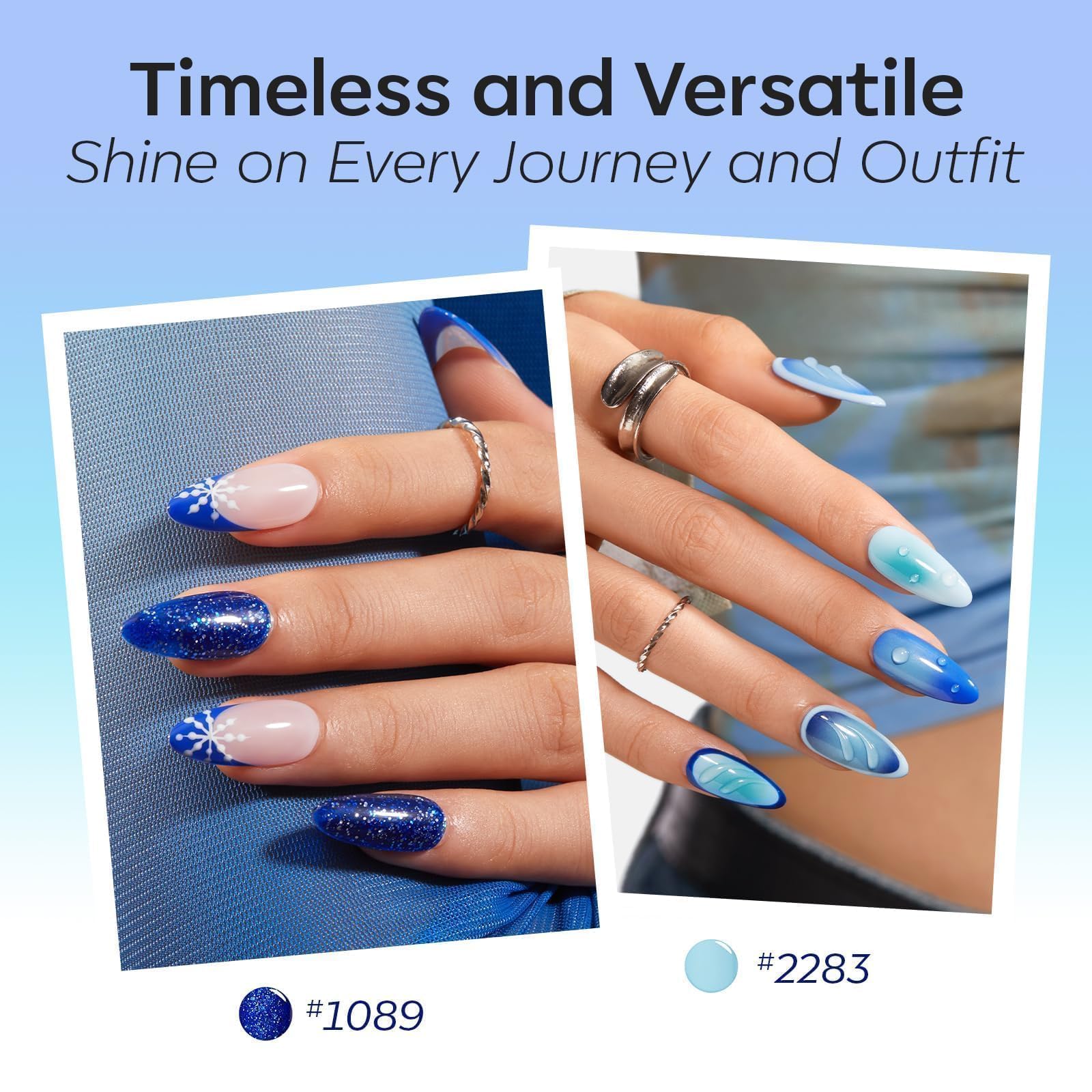 Modelones HEMA-FREE vernis bleu paillettes effet scintillant.