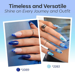 Modelones HEMA-FREE vernis bleu paillettes effet scintillant.