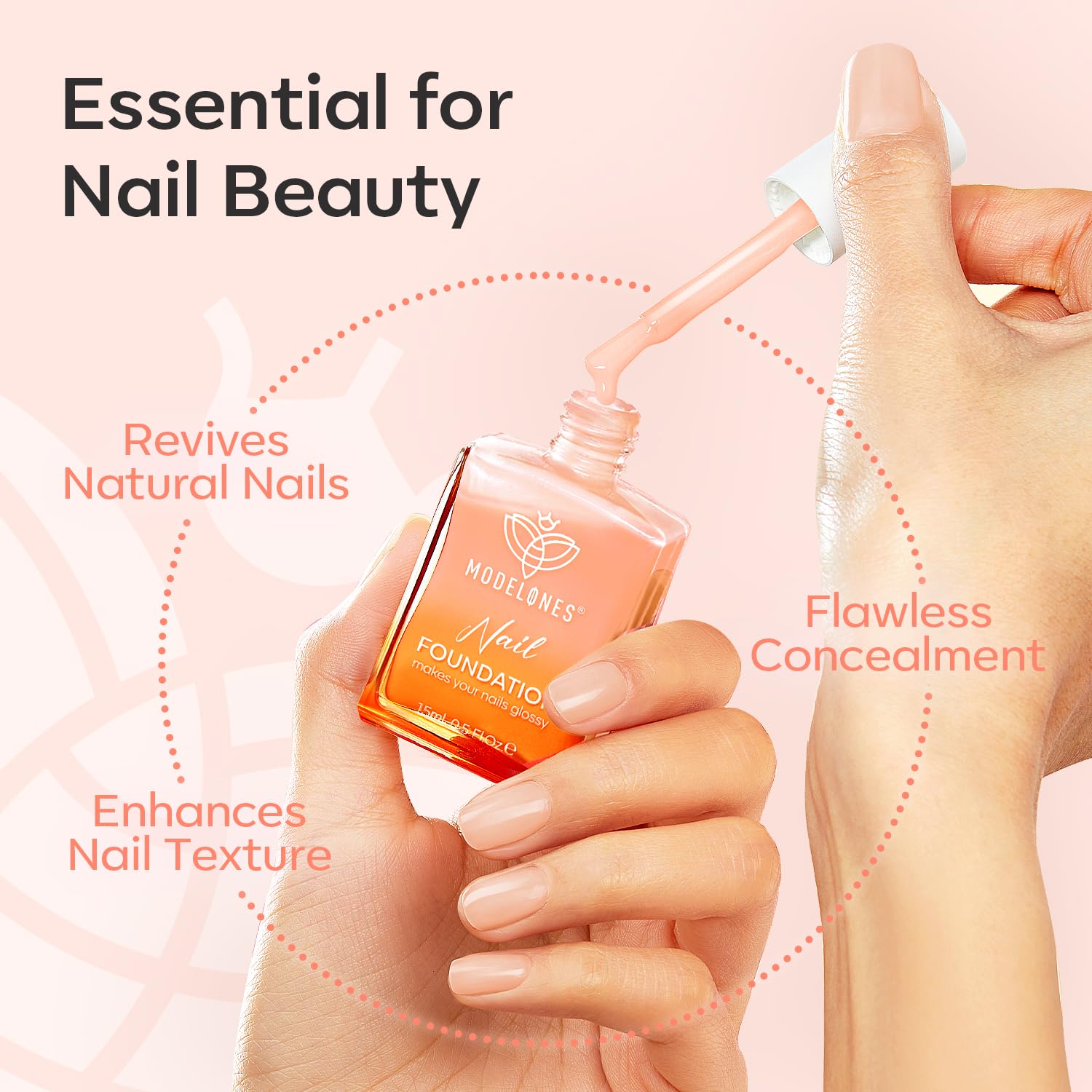 Formule 5-free de Modelones avec jojoba et kératine pour nourrir les ongles.