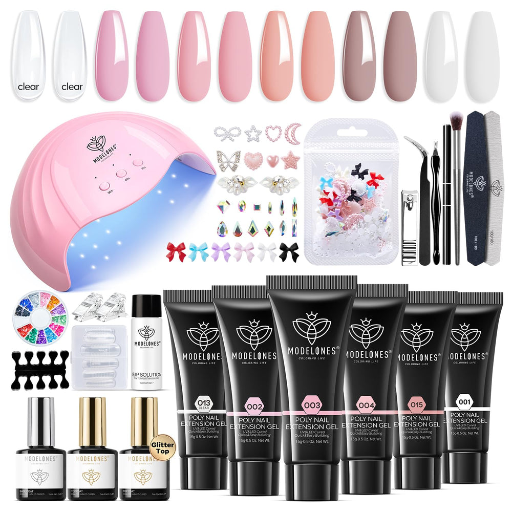 Modelones kit 6 couleurs poly gel : nuancier prêt à personnaliser vos ongles.