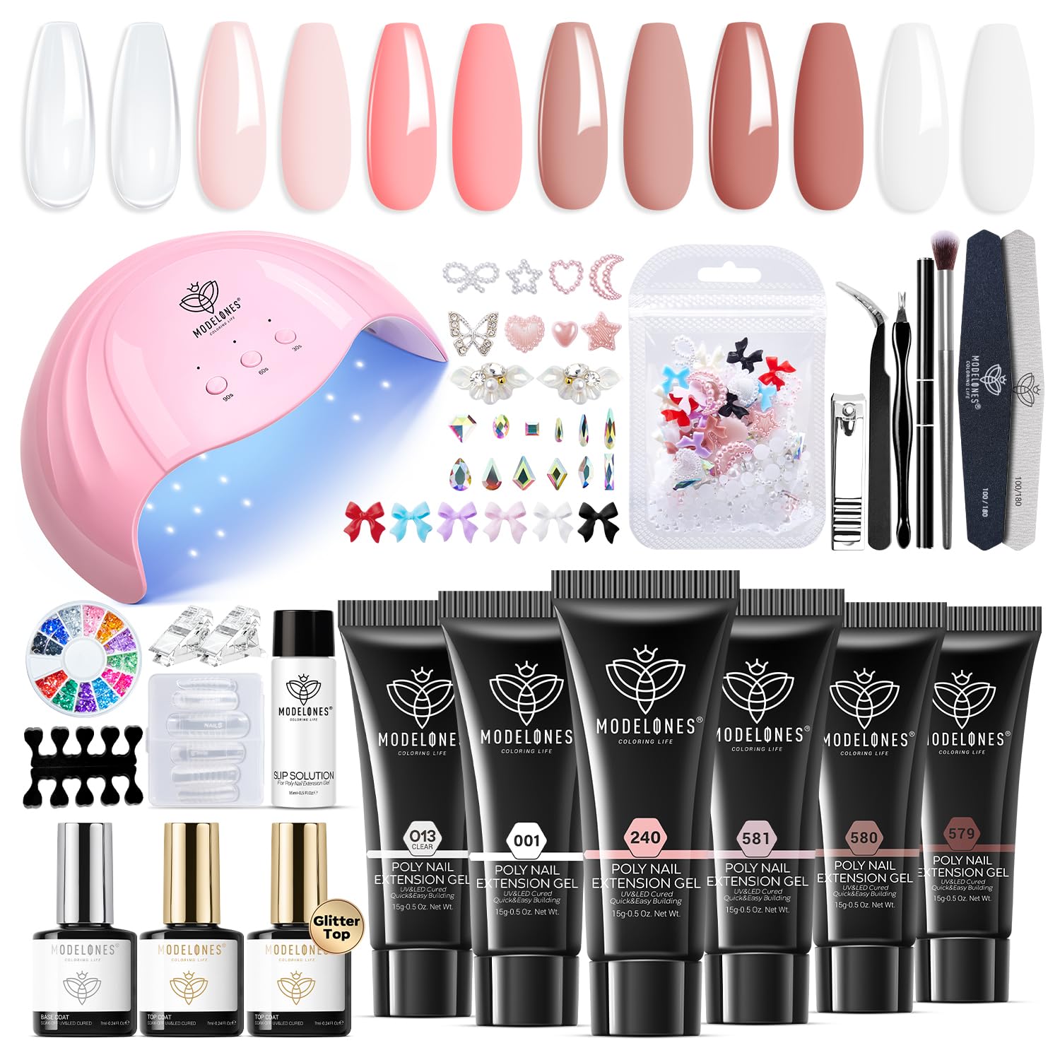 Modelones kit gel extension poly, 6 couleurs pour des créations maison