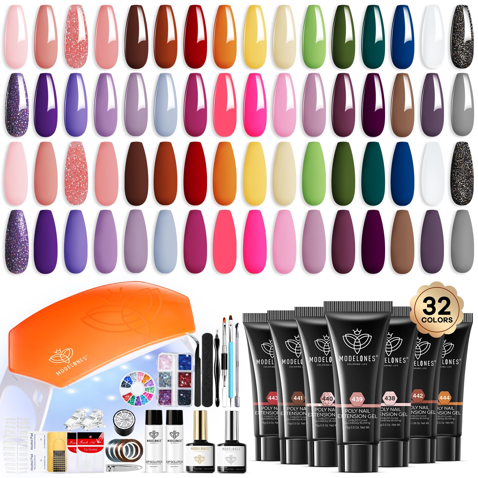 Modelones kit gel poly extension 133 pièces, vue d'ensemble du coffret