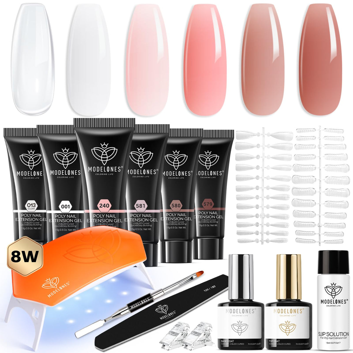 Kit Modelones Gel Poly Ongles avec 6 couleurs pour extensions faciles
